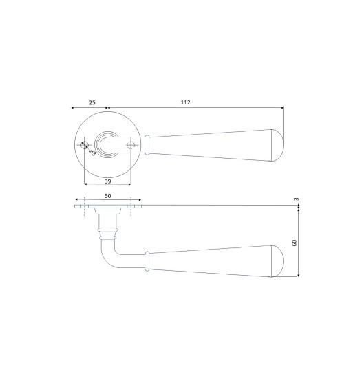 Rust-coloured FON round door handle