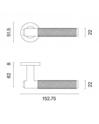 Door handle OVAL 1741 with dimensions