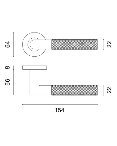 Modern door handle OVAL 1742 with dimensions