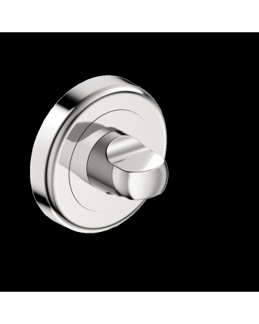 Polished chrome WC bathroom lock escutcheon CO R OB designer handle angled view