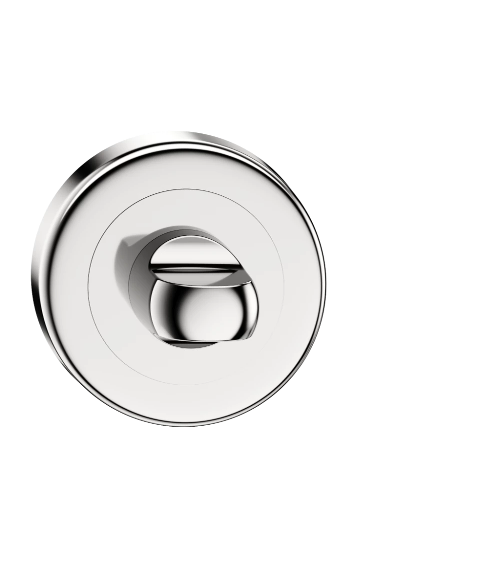 Polished chrome WC bathroom lock escutcheon CO R OB designer handle