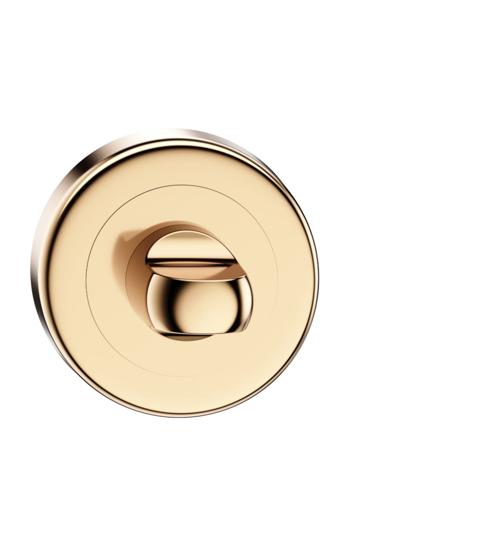 Polished gold WC bathroom lock escutcheon CO R OB designer handle