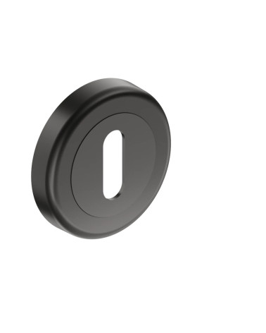 Black door rosette with keyhole L CO R OB design handle