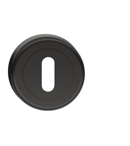 Black door rosette with keyhole L CO R OB design handle