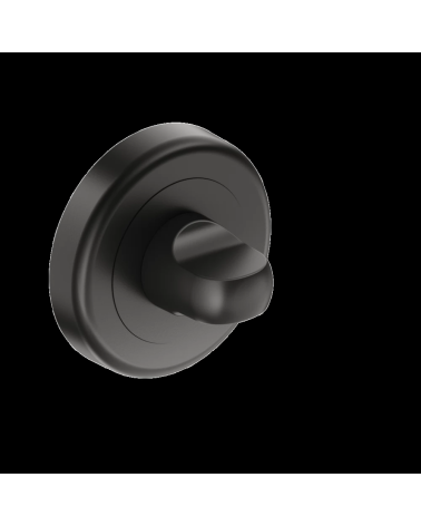 Black door rosette with WC lock CO R OB design handle angled view
