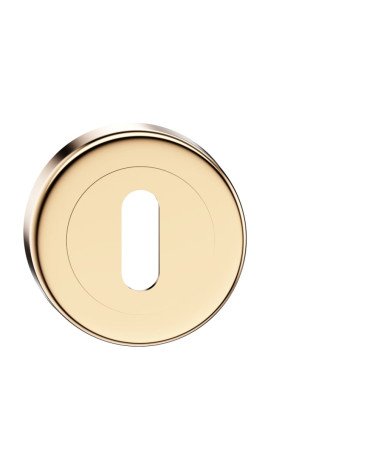 Keyhole door rosette L polished gold CO R OB designer handle front view