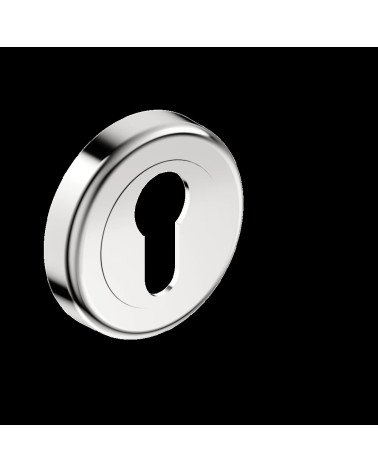 Keyhole door rosette i polished chrome CO R OB designer handle angled view