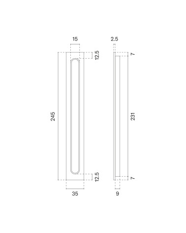 APRILE HD 239 sliding door handle with dimensions