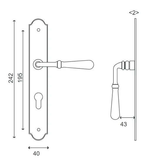 Brass door handles polished finish with riser - Beynac