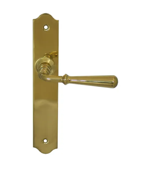 Brass door handles polished finish with riser - Beynac