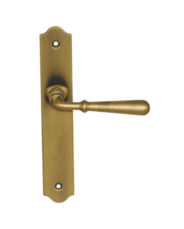 Brass door handles antique brass finish with riser - Beynac
