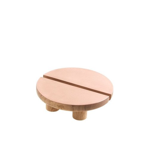 Circular Cabinet Handle in Wood and Copper