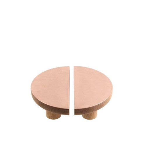Circular Cabinet Handle in Wood and Copper
