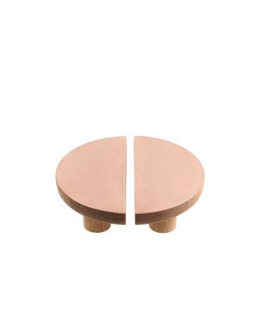 Circular Cabinet Handle in Wood and Copper