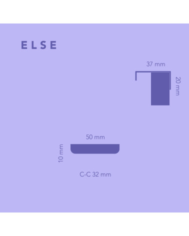ELSE EDGE brass furniture handle with dimensions