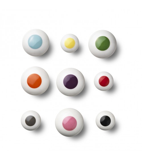 Anne Black Dot furniture knob in yellow - size 30x30mm