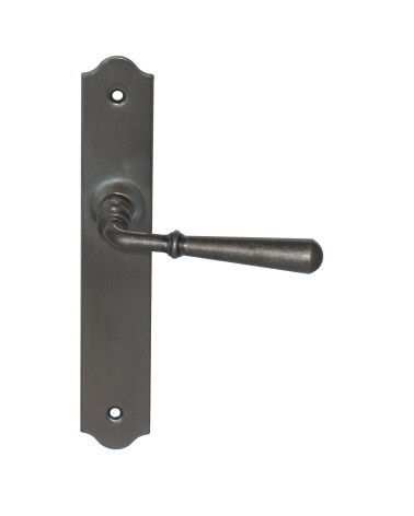 Aged wrought iron door handles blank plate - Beynac