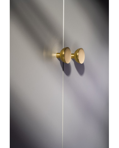 LUNA M polished gold furniture knob designer handle side view mounted on furniture