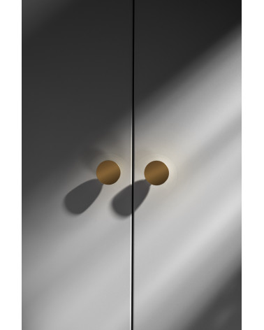 LUNA M polished gold furniture knob designer handle front view mounted on furniture