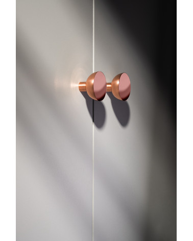 LUNA M copper furniture knob designer handle side view mounted on furniture