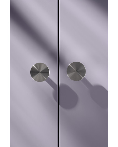 Polished chrome NENA M furniture knob, design handle, front view mounted on furniture