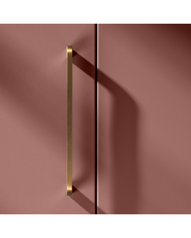 Brushed brass ISA furniture handle, wide design model, mounted on cupboard