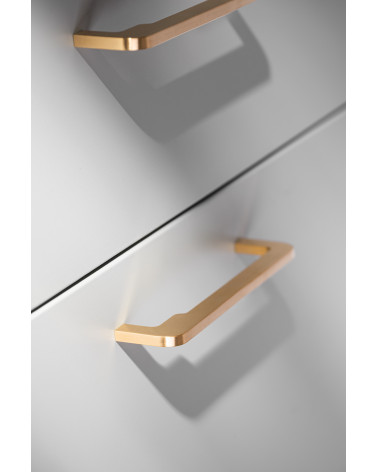 Industrial furniture handle ISA WAVE designer handle top view tilted mounted on drawer