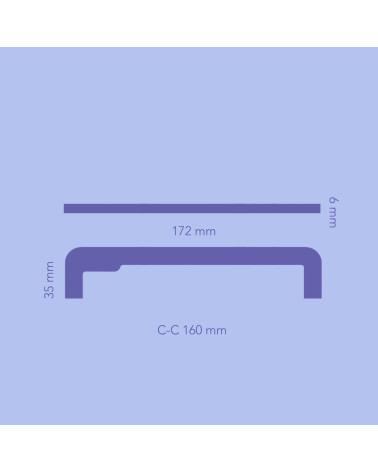 Industrial furniture handle ISA WAVE with dimensions