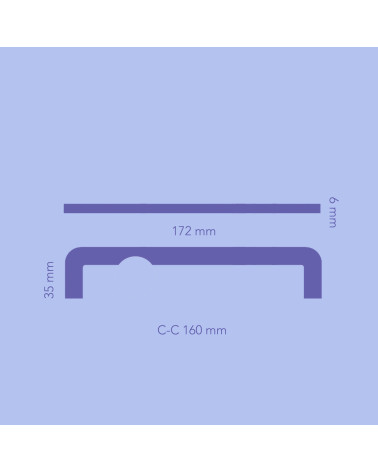 Brass furniture handle ISA DOT with dimensions