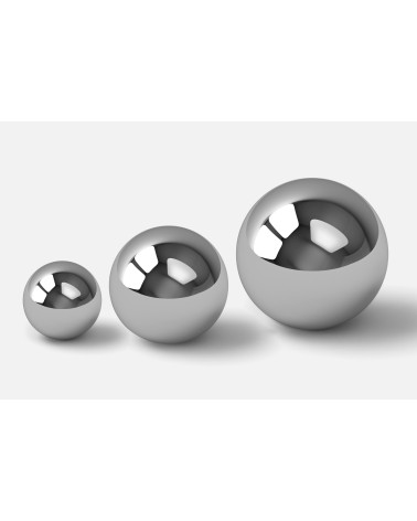 Polished chrome furniture knob ODETE M designer handle trio of knobs on a flat surface