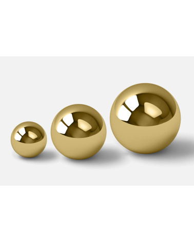 Polished gold furniture knob ODETE designer handle aligned on a white surface with shiny reflections