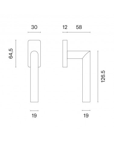 ARABIS window handle with dimensions
