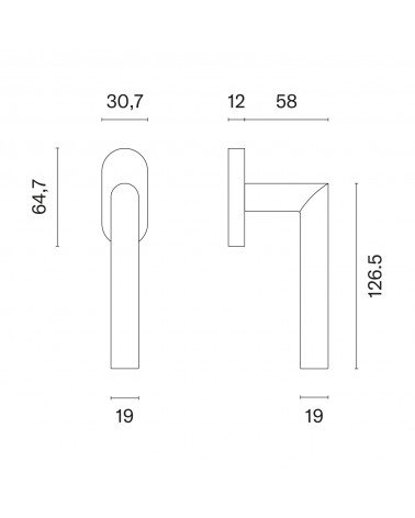 ARABIS window handle with dimensions