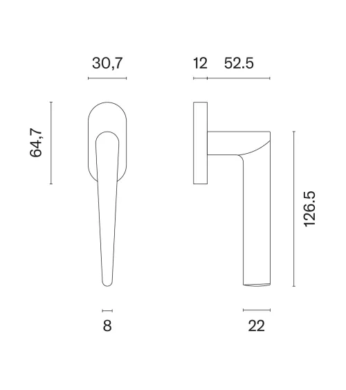 Satin nickel ARNICA window handle design handle