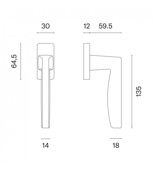 ERBA design window handle polished gold