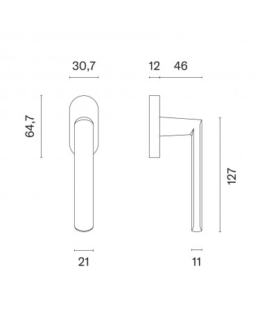 FRAGOLA window handle with dimensions
