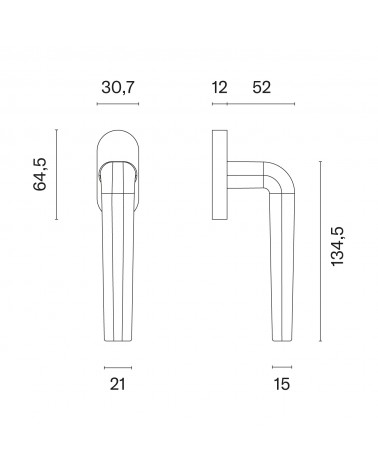 INULA window handle with dimensions