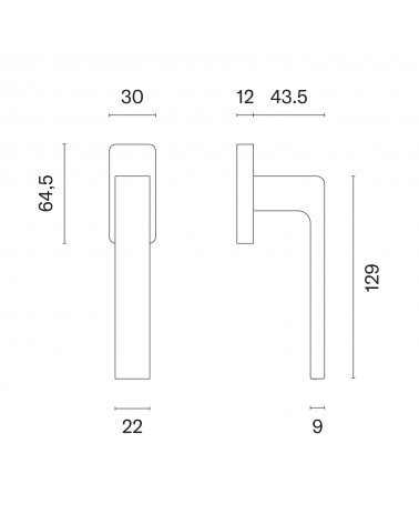 SULLA window handle with dimensions