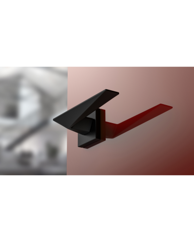 Black Blade door handle design handle bottom view mounted on a door