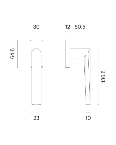 ADANA window handle with dimensions