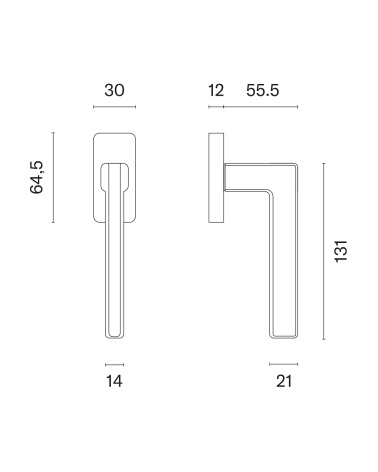 ARTA window handle with dimensions