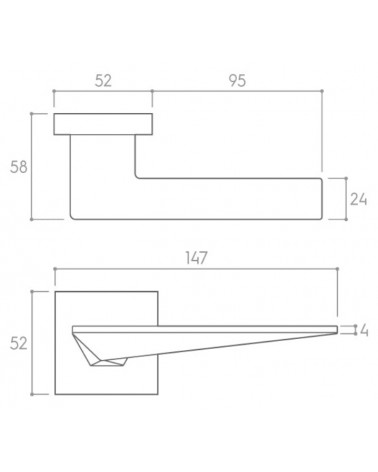Blade door handle with dimensions