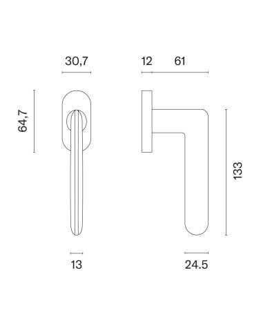 AVA window handle with dimensions