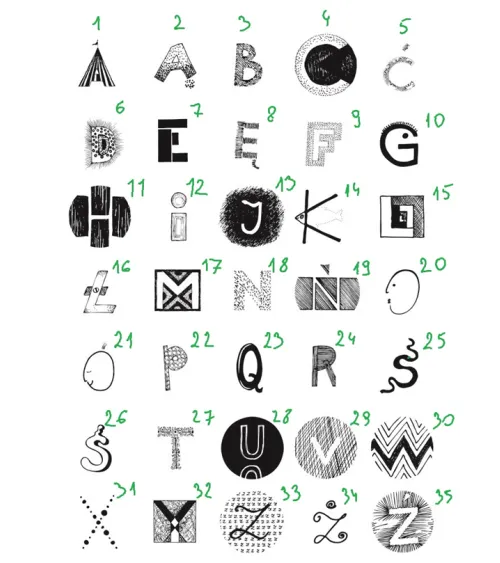 Enamelled Alphabet furniture knob