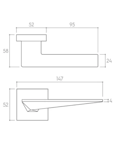 Blade door handle with dimensions