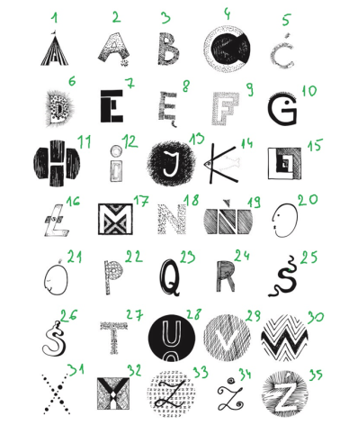 Enamelled Alphabet furniture knob