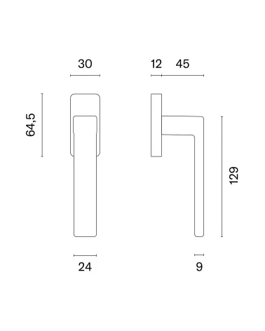 MIIA window handle with dimensions