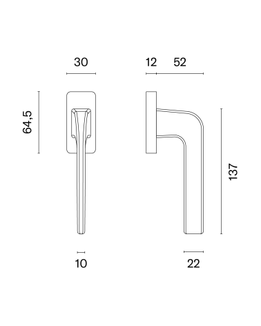 NAKA window handle with dimensions
