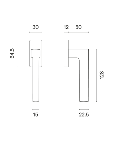 OGA window handle with dimensions