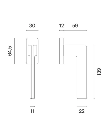 OMA window handle with dimensions